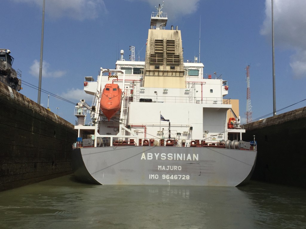 Pulling into the lock.